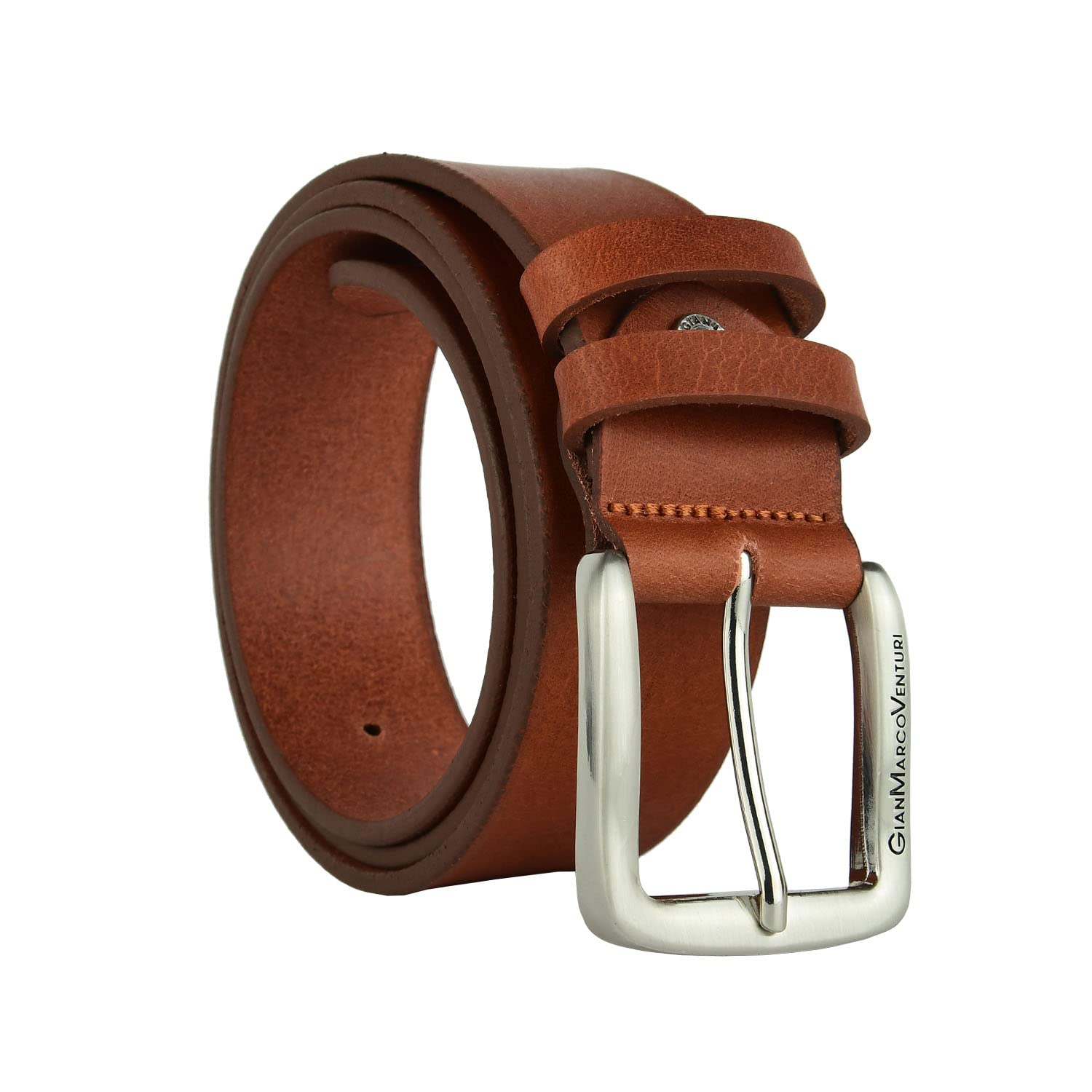 GianMarcoVenturi Cintura Uomo In Vero Cuoio, Made In Italy, Accorciabile