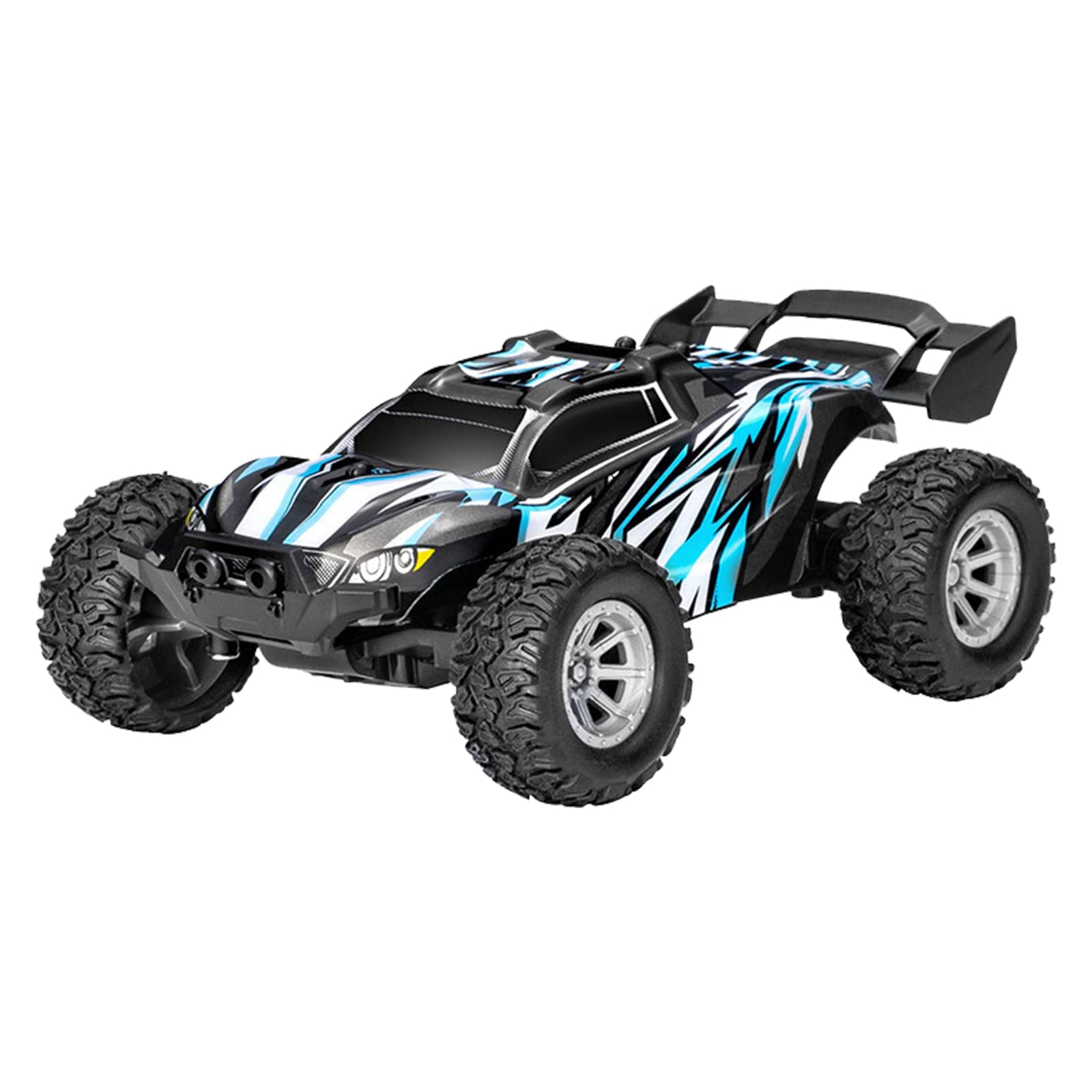 High-Speed Mini RC Off-Road Truck 132 Scale Rechargeable Remote Control Car with 24 Radio Translucent Body and LED Lighting Features (Blue, One Size)