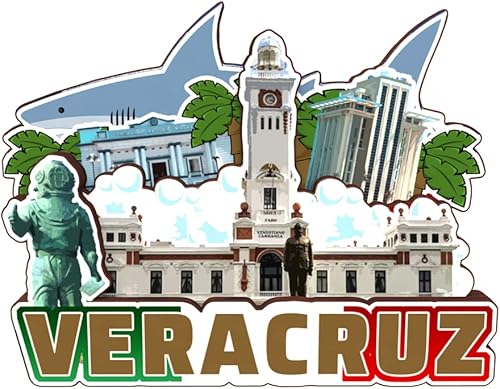 Vista 46 de Veracruz México - Imán de madera para nevera, colección 3D, madera 3D, hecho a mano, recuerdos de la ciudad, imán para nevera, decoración del hogar