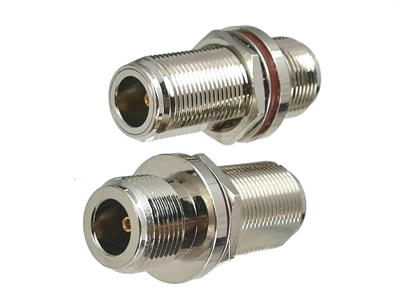 MXXDMOPD 1pcs Connector Adapter N to Male Plug & Female Jack T Splitter & Right Angle RF Coaxial Converter Wire Terminals(N F to N F Nut)