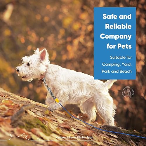 Miniatura 5 de Petbobi Cable de amarre para perro, correa para perro de 15 pies con revestimiento de PVC a prueba de mordidas, alambre de acero de 0.157 in, sin