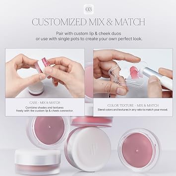 Heart Percent Dote On Mood Custom Lip & Cheek Single Blendable & Buildable Soft Velvety Matte Cream Blush (Fog Pot), Long-Lasting Lightweight Multi-Use & Lip Tinted Balm 4.7g, M08. Tender Pink