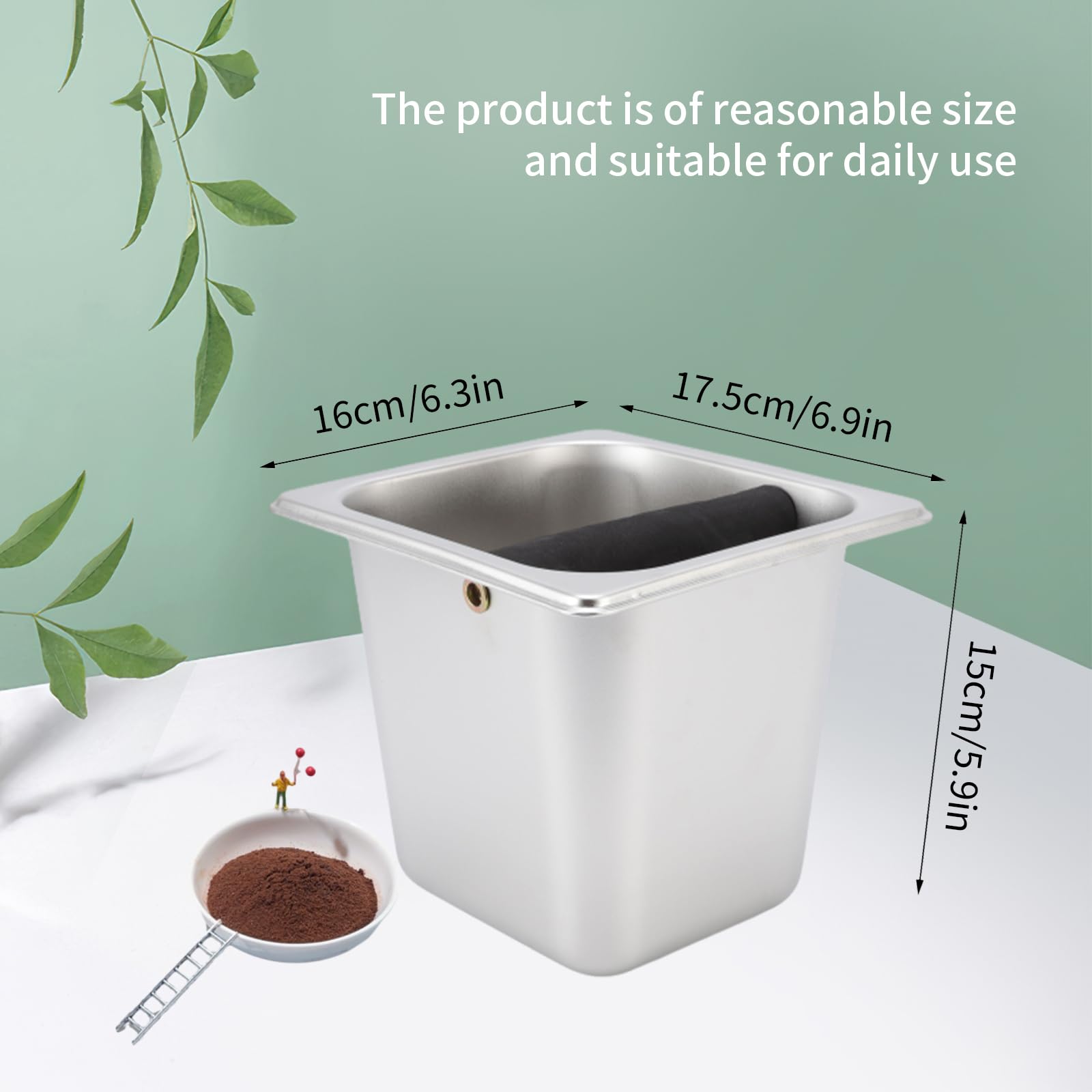 BORDSTRACT Coffee Knock Box, Coffee Beans Grounds Container with Rubber Rod Embeddable Coffee Dump Bin for Professional Espresso Machine