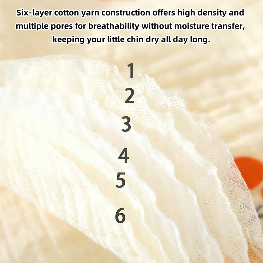 Oaygat Muslin Baby Bibs 8-Pack Dribble Bandana Bibs 6 Layer Muslin Cotton Drool Bibs For Teething Soft And Absorbent Soft And Absorbent For Newborn Toddler From 0-36 Months - Image 4