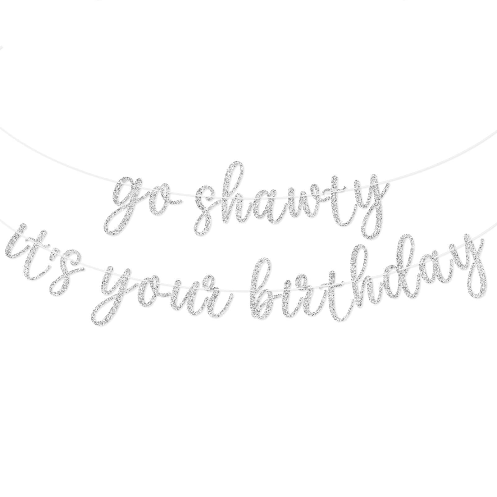KatchOn 'Go Shawty It's Your Birthday' Banner - 10 Feet, Black Glitter, Pre-Strung Hip Hop Party Decor