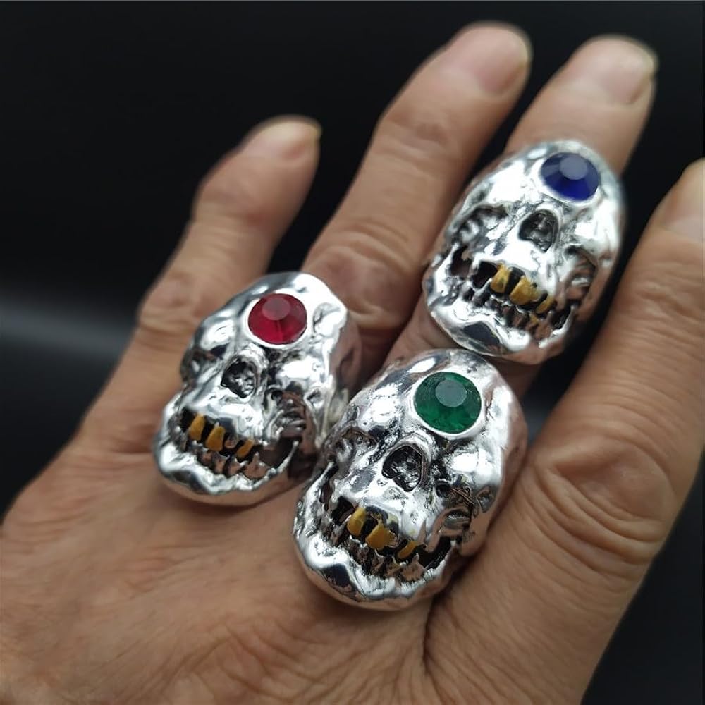 Amazon.com: Cyclops Skull Ring with Colored Gemstone, Unisex