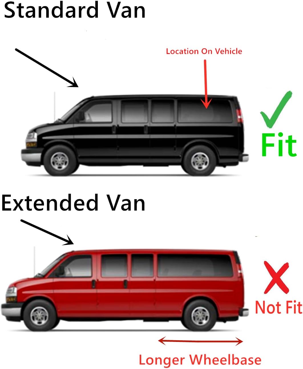 Driver Left Side Rear Quarter Window Quarter Glass Compatible with Chevrolet Express/GMC Savana 1996-2025 Standard Van Only