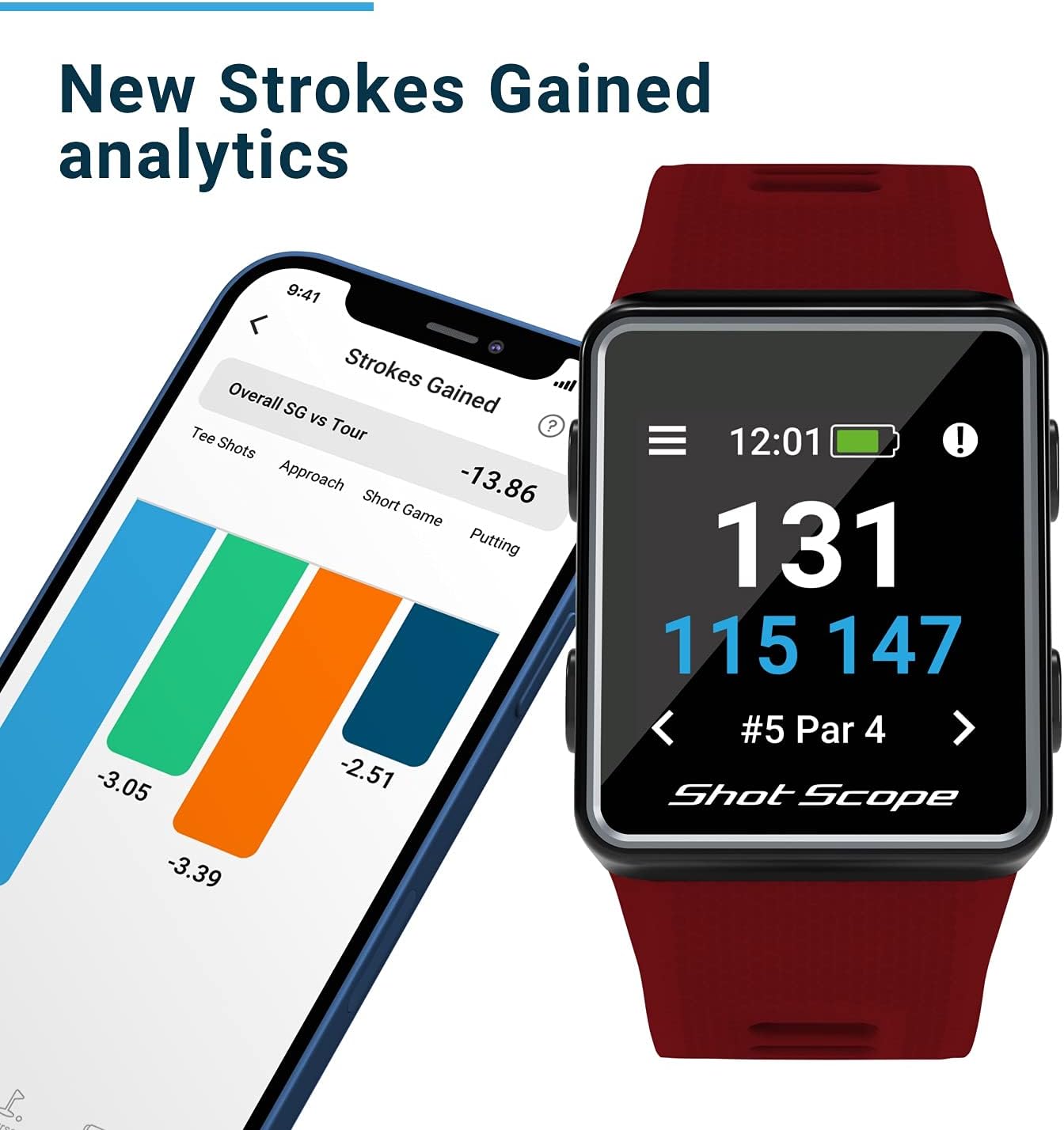 Get Discount 70% Price Shot Scope V3 GPS Watch - F/M/B + Hazard Distances - Automatic Shot Tracking - iOS and Android Apps - 100+ Statistics, Including Strokes Gained - 36,000+ Pre-Loaded Courses - No Subscriptions