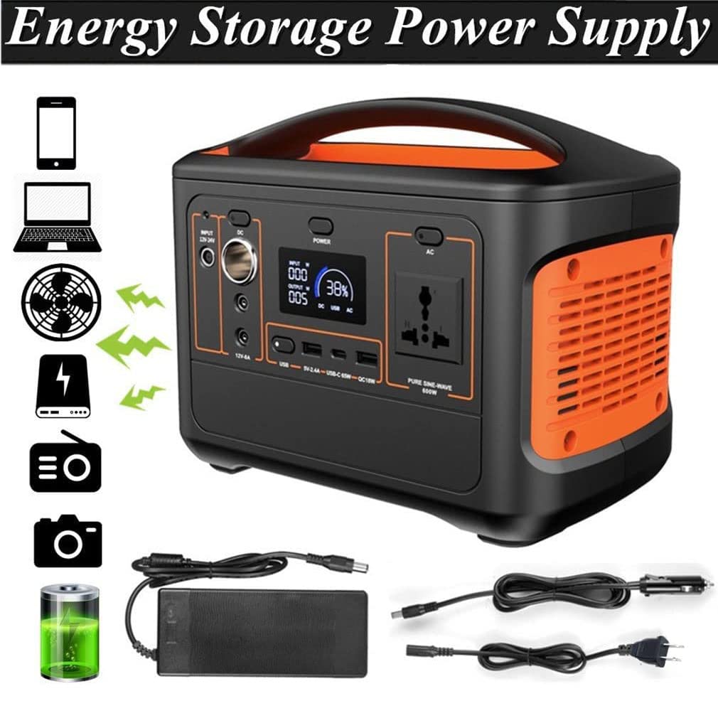 Centrale électrique portable 500 Wh, batterie de secours au lithium, générateur solaire avec 2 prises secteur 220 V 500 W à onde sinusoïdale pure, pour camping, aventure, voyage, chasse, panne de co