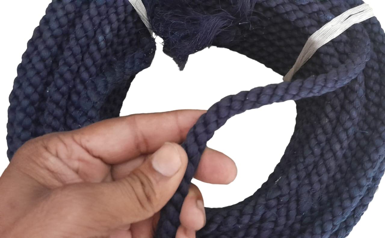 Cotton Rope Industrial Grade Heavy Load Multipurpose (12 mm 70 feet, White) (Navy Blue Rope) — Amazon image 3