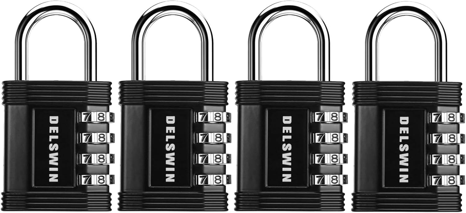 DELSWIN Combination Lock for Locker 4 Digit Resettable Combo Lock for