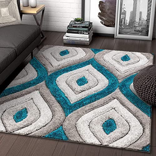 Image of SAGON Anti-Skid Shaggy Carpet Rug for Home | Ultra-Soft Plush Floor Mat for Living Room & Bedroom | Non-Slip, High-Density, Cozy Luxury Decor| 5 x 7 Feet Silver Eye