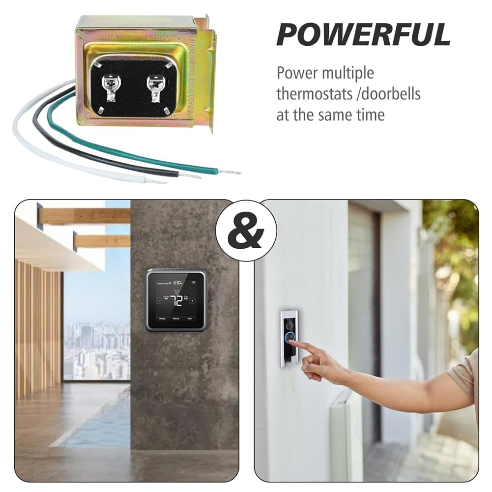 24-Volt AC 40VA Doorbell Transformer Compatible with Ring Wired Video Doorbells and Smart Tats