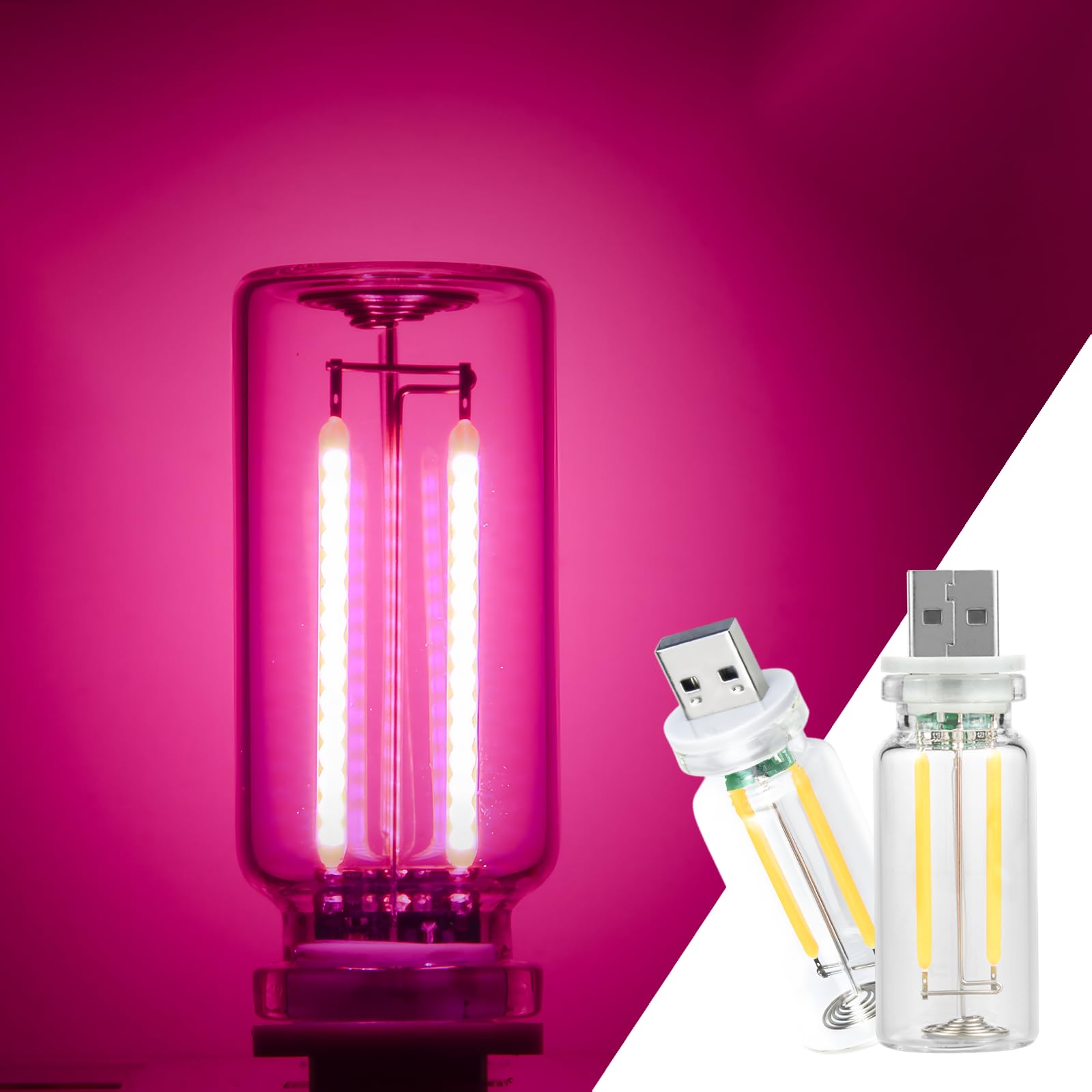 Paquete de 2 luces LED para interior de coche, luz USB para decoración de coche y dormitorio, iluminación ambiental regulable al tacto, mini luz nocturna de botella de vidrio para regalos de camping