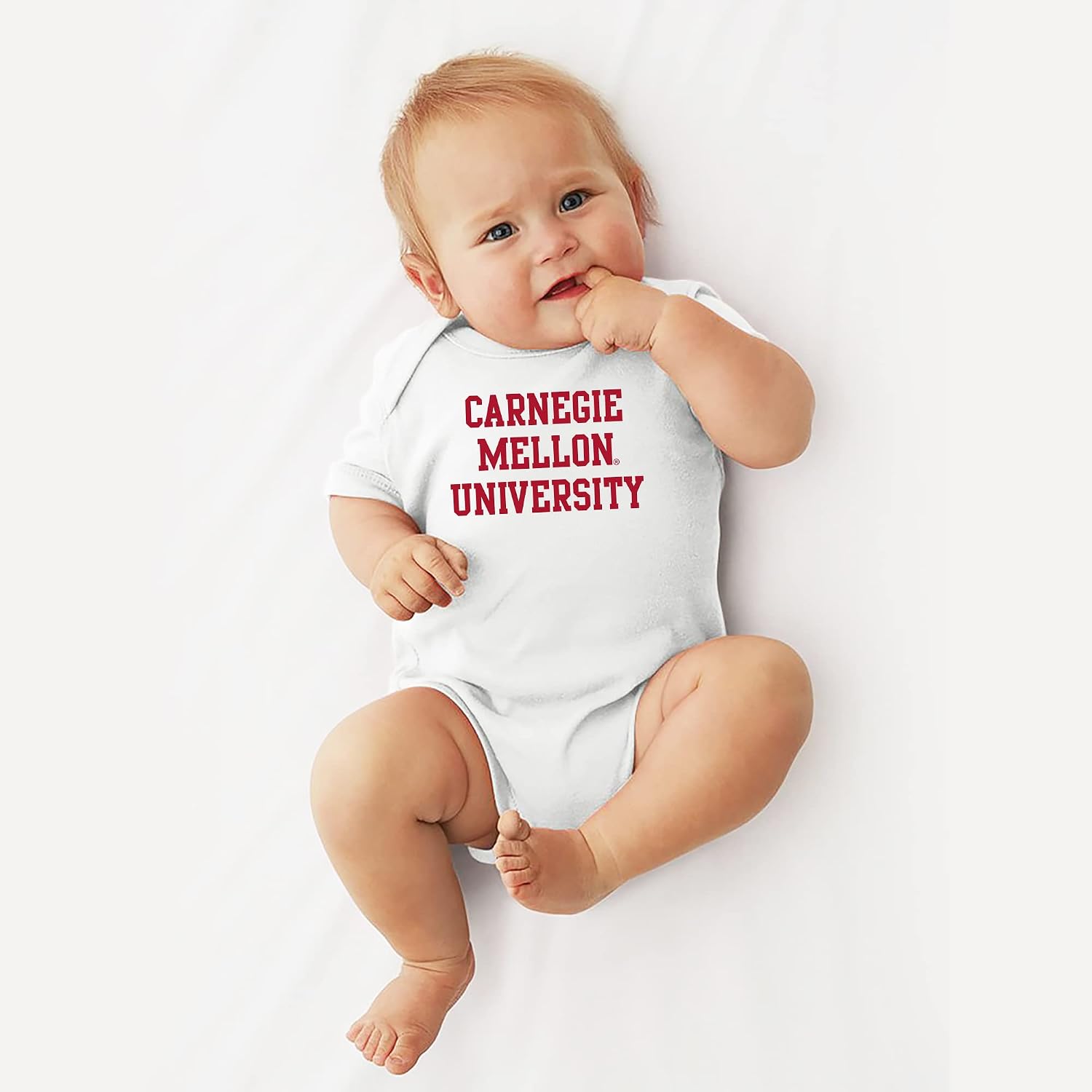 UGP Campus Apparel YC01 - Carnegie Mellon Tartans Basic Block Creeper - Newborn - White image 5