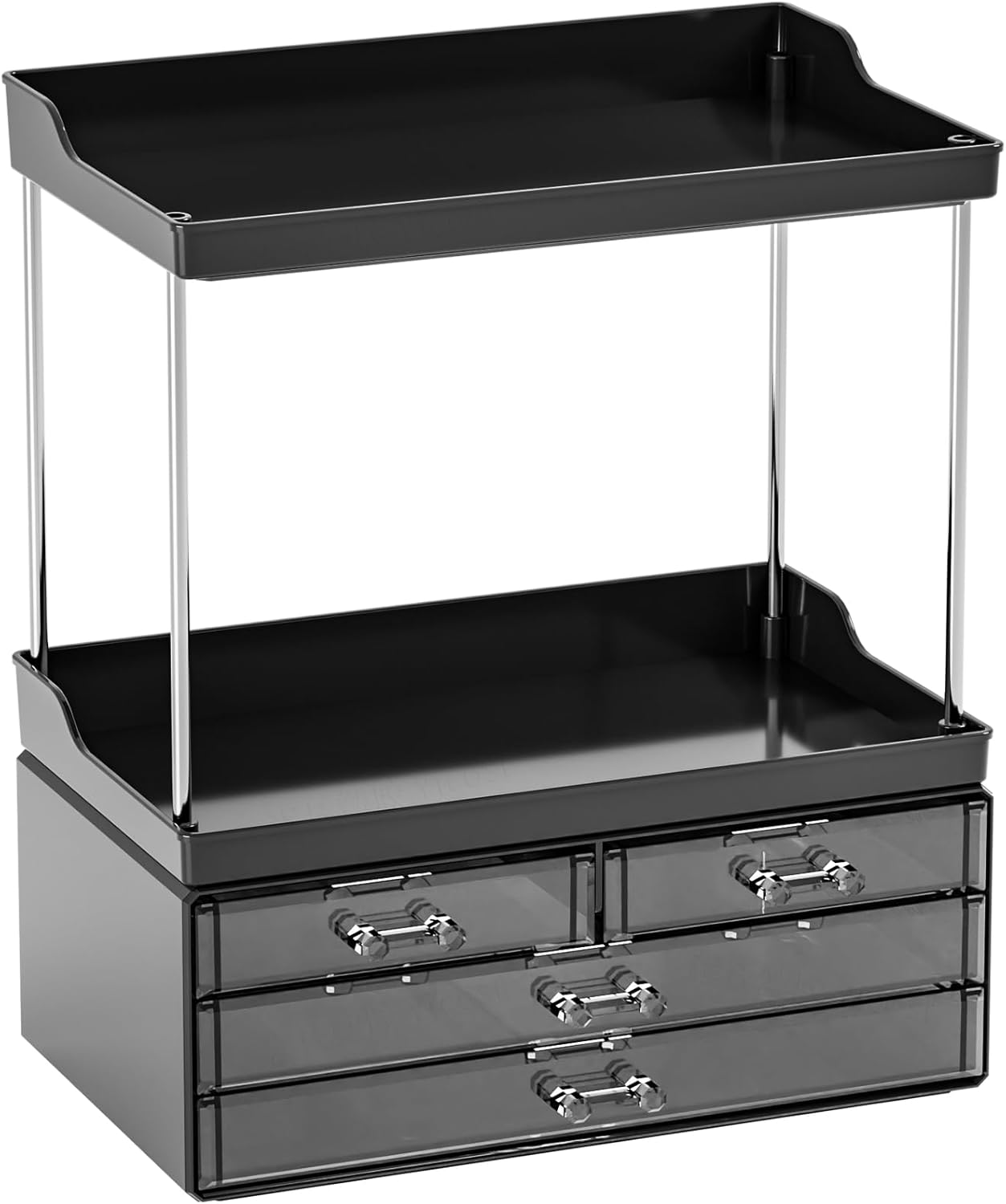 2 Pack Large Acrylic Makeup Storage Organizer,4 Drawers