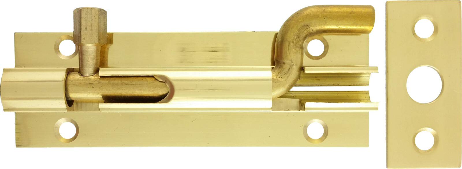 Architectural Hardware Polished Brass A&H™ 3" X 1" Inch - 76Mm X 25Mm Swan Necked Barrel Door Bolt