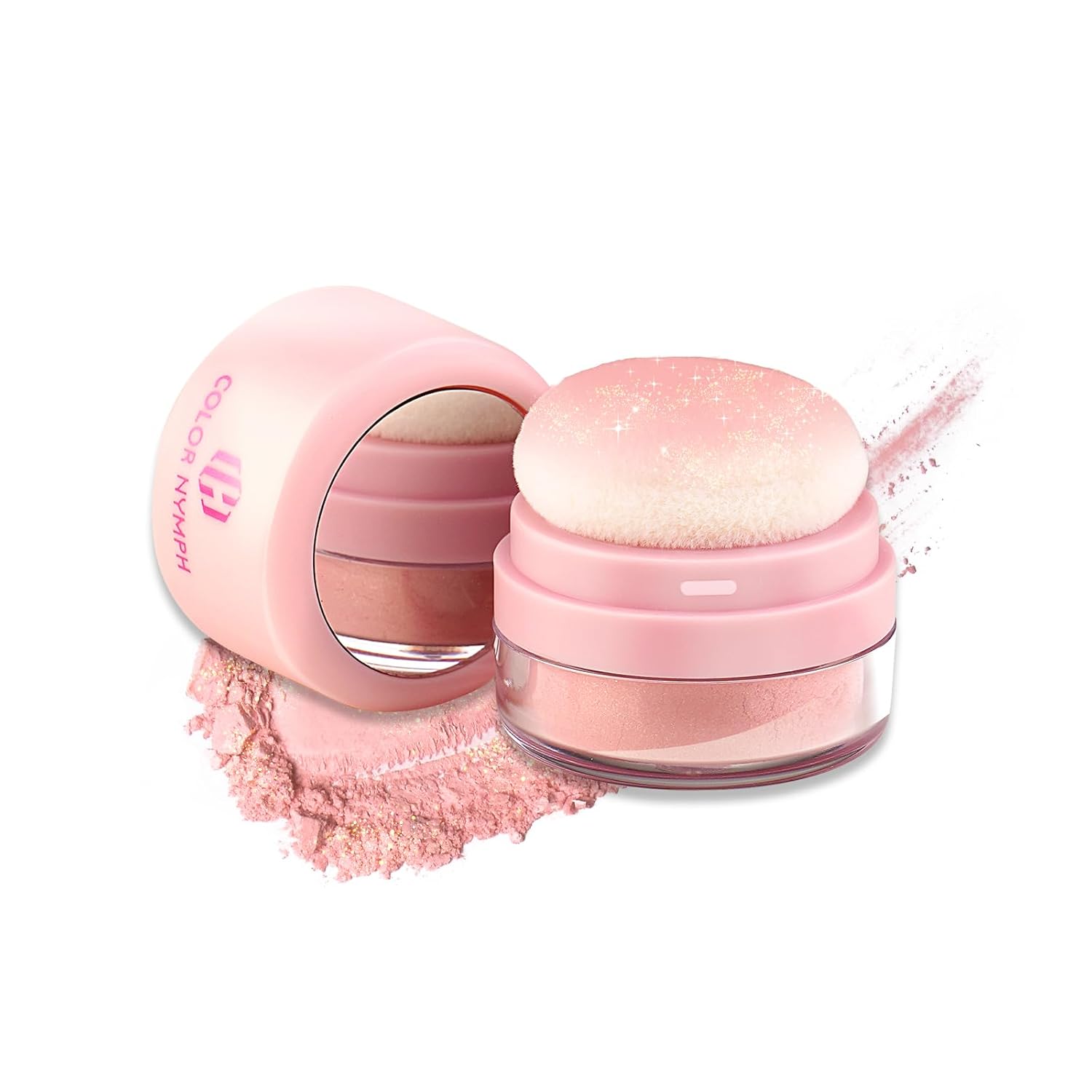Color Nymph Powder Blusher, Face Blush Mushroom Air Cushion Micro-Shimmer Blusher For Cheek Rare Beauty Blush Makeup For Cool White Skin Highly Pigmented 01# Sakura Pink