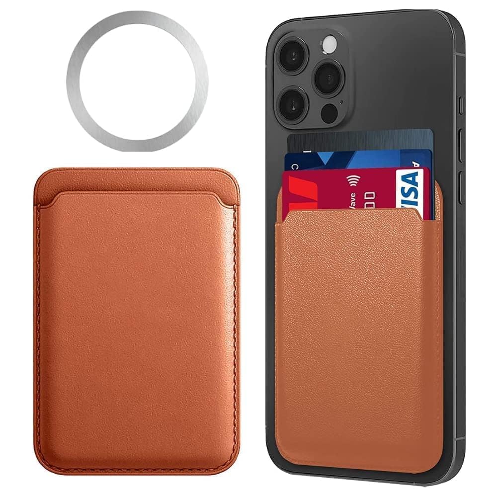 CRYSENDO MagSafe Wallet Compatible with iPhone 12/12 Pro/12 Mini/12 Pro Max/13/13pro/ 13 pro max Leather Magnetic Case Credit Card ID Holder (Brown)-image-17