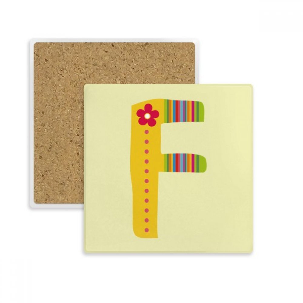 Coaster alphabet F motif fleur mignon, le cadeau idéal de boissons avec sous-verre