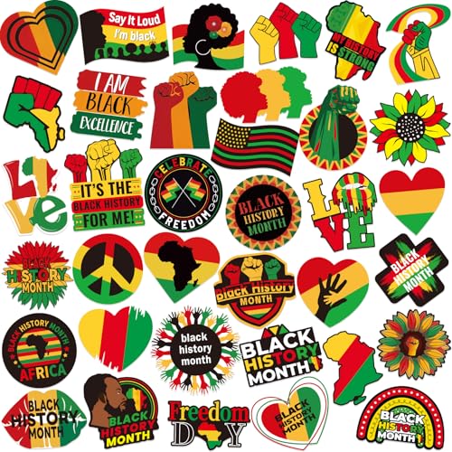 DTOFOOT 36Pcs Black History Month Pins Bulk Acrylic Black History Buttons Brooch Lapel Pins Power Round Badges Party Favor for Lives Matter Activity Supplies