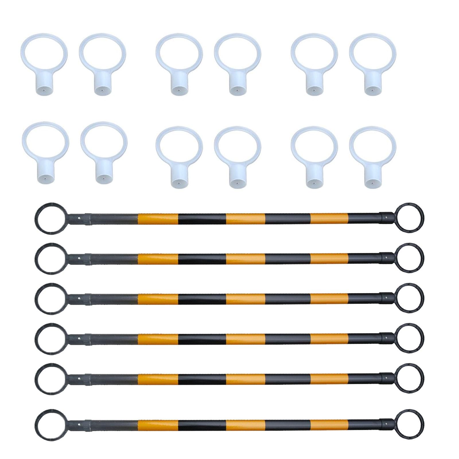 IUokLU 6pcs Retractable Traffic Cone Bars - Flexible Portable Barricade Rods with Reflective Stickers for Roadwork（Yellow-Black-Rond Ring）