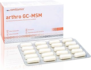 amitamin arthro GC MSM Glucosamin & Chondroitin & MSM plus Vitamin C | 120 Kapseln | Apothekenqualität | einzeln hygienisch verpackt | ohne unnötige Zusätze | deutsche Herstellung