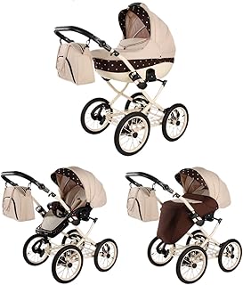 Buggy retro 3 en 1 2 en 1 Isofix Meriva de Lux4Kids Capuccino 02 2en1 sin asiento