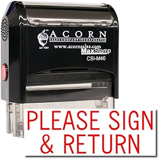 MaxStamp - Large Self-Inking Please Sign & Return Stamp (Blue Ink)