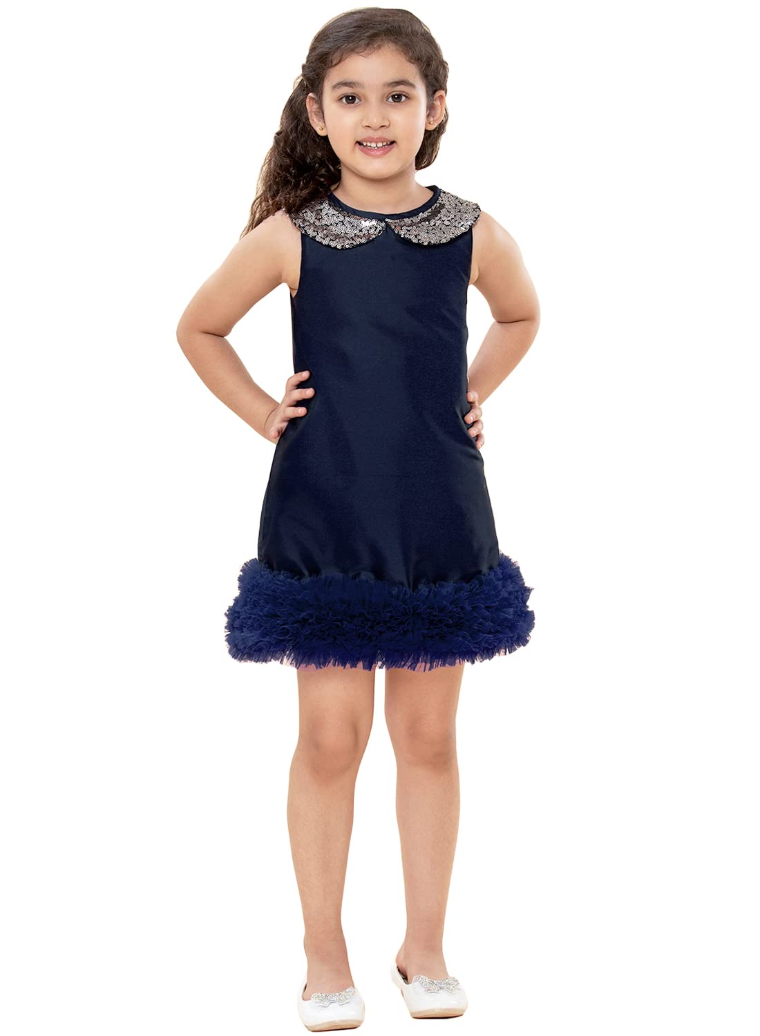 A.T.U.N. (ALL THINGS UBER NICE) Girls Cotton A-Line Knee Length Keyhole Dress | Birthday Party Stylish Dress for Special Occasions-image-12