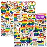 GgiAvbn Pride Sticker Set, 100 Stück, Wasserdicht Vinyl Stickers, Fahrrad Pride Aufkleber Set, LGBTQ Accessoires, Regenbogen Sticker für Laptop, Wasserflasche, Fahrrad, Skateboard
