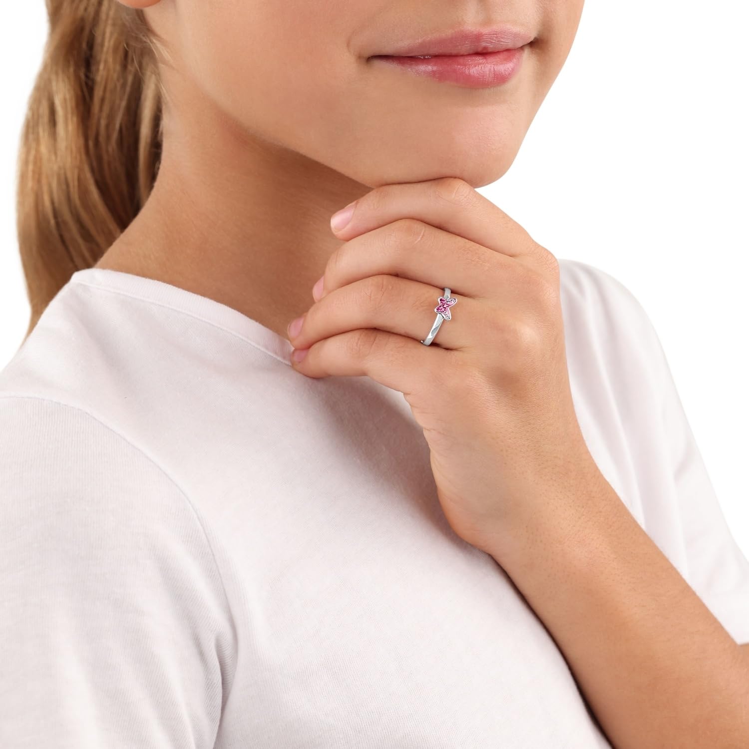 Prinzessin Lillifee Anillo de plata de ley 925 para niñas, con piedras preciosas, viene en caja de regalo