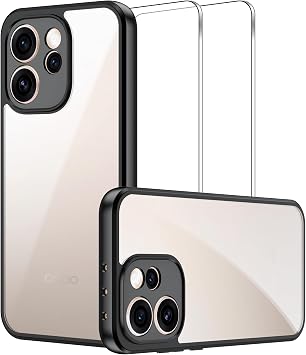 Lemxiee Cover for OPPO Reno 15 Pro 5G Case +[2 Pack] Tempered Glass for OPPO Reno 15 Pro 5G Screen Protector,Wireless Charging Compatible Case Clear