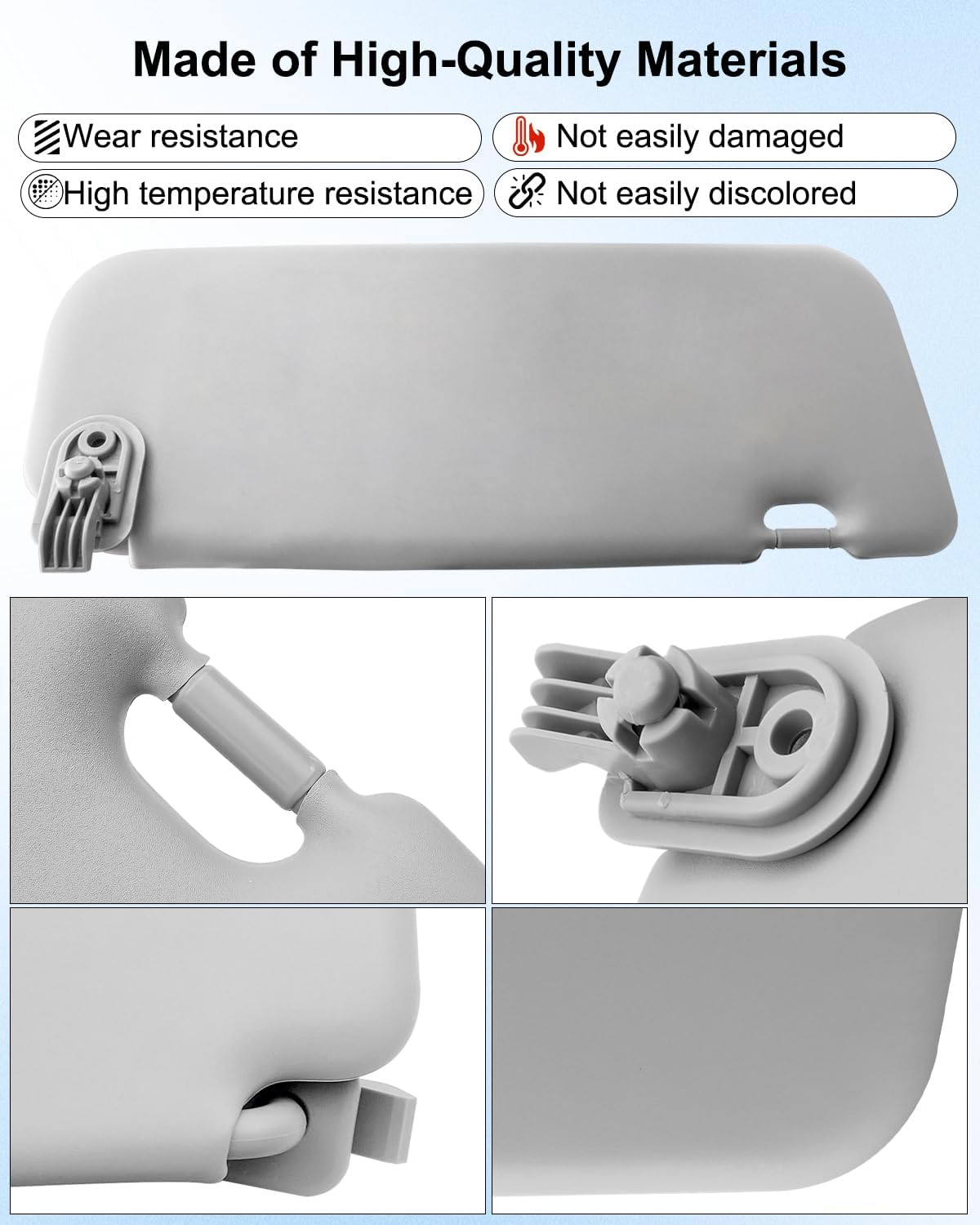 Left Driver Side Sun Visor Fit for Hyundai Accent 1E 2011 2012 2013 2014 2015 Replace 85210-1R000, Sun Protection Shade with Installation Pry Plate, Gray