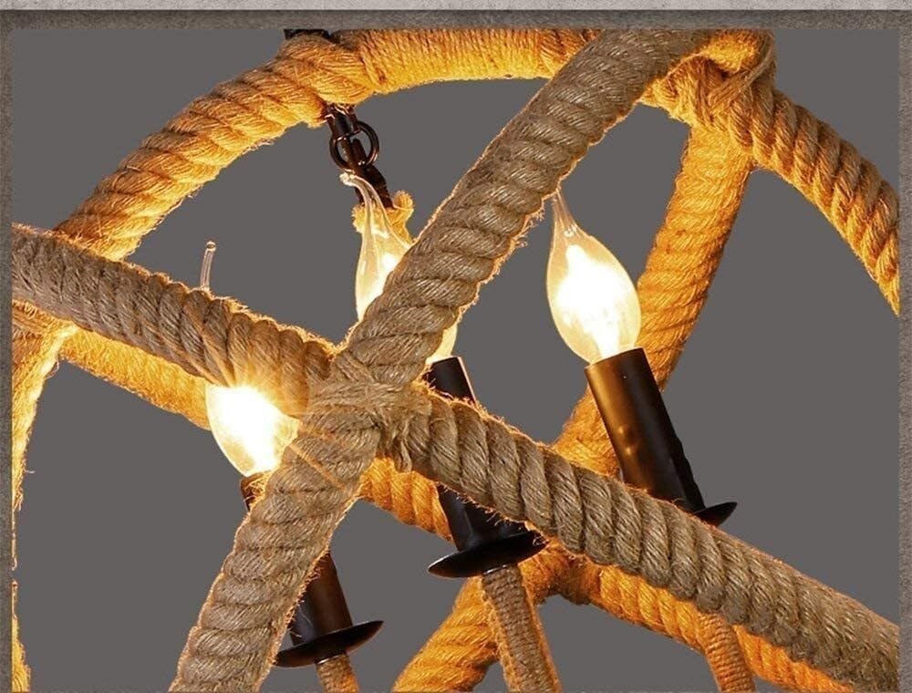 Lampadario Rustico a Sfera in Corda di Canapa a 3 luci, Lampada a Sospensione a Globo Intrecciata a Mano, lampadario Nautico a Sfera per Isola Cucina in Stile Rustico, Sala da pran