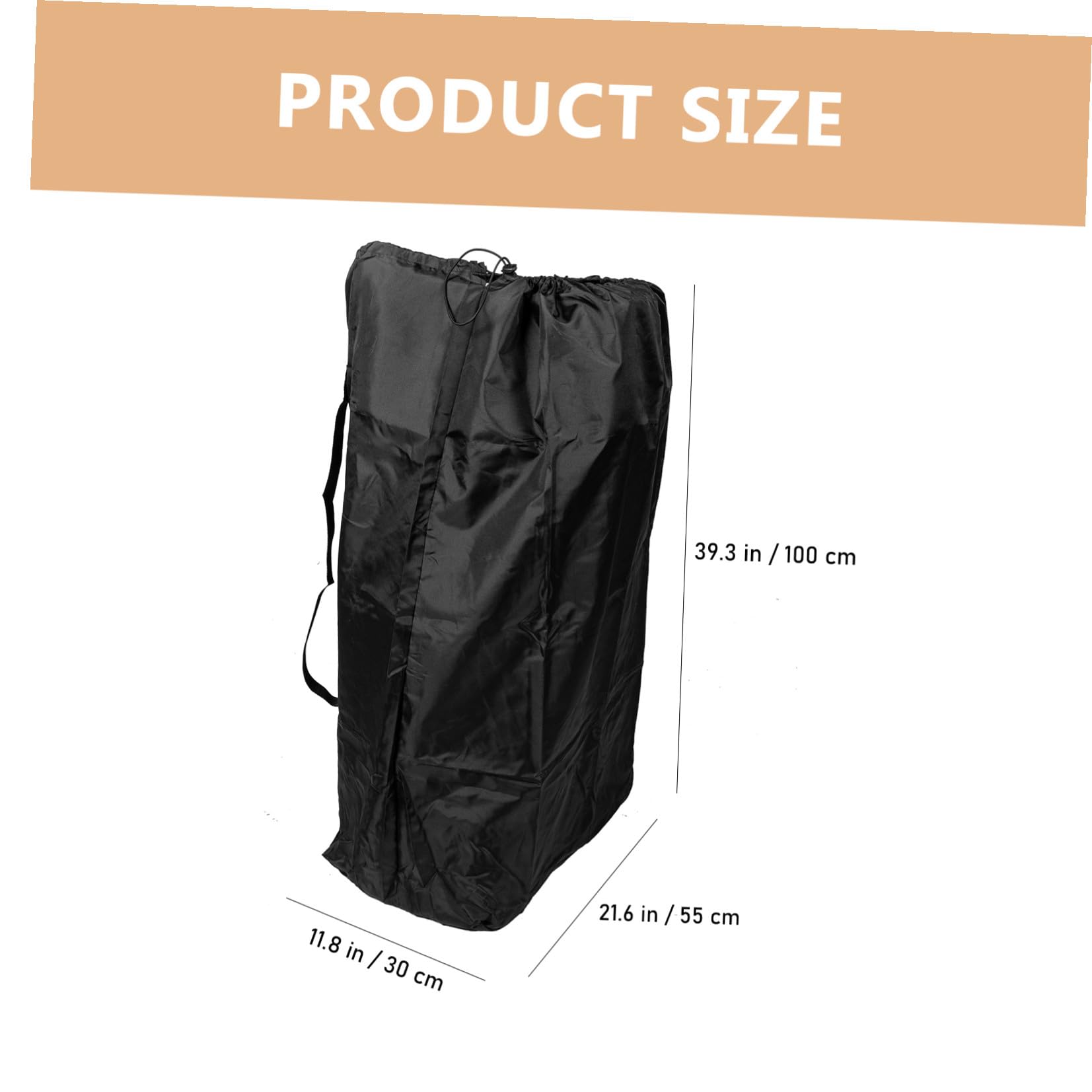 Borsa Doppia Tracolla Nero per Passeggino da Viaggio in Nailon Chiusura Cordoncino Bloccabile e Cuciture Rinforzate, per Viaggi in Aereo e Trasferte