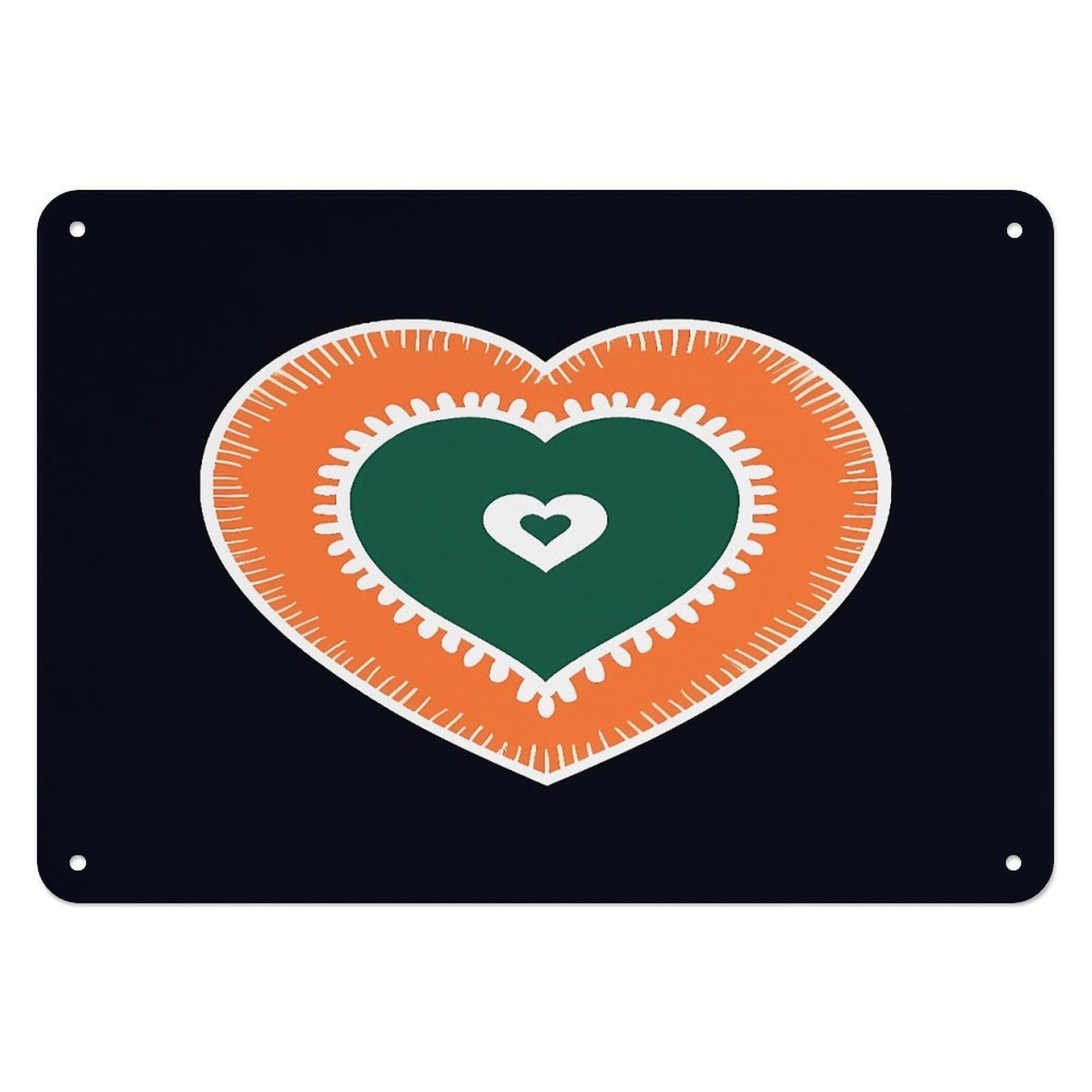 Btcowzrv Style Heart On Black Background Metal Sign, 5.5" X 7.9" Tin Wall Decor, Wall Art Plaques For Home Wedding Decor Room Living Room Decoration