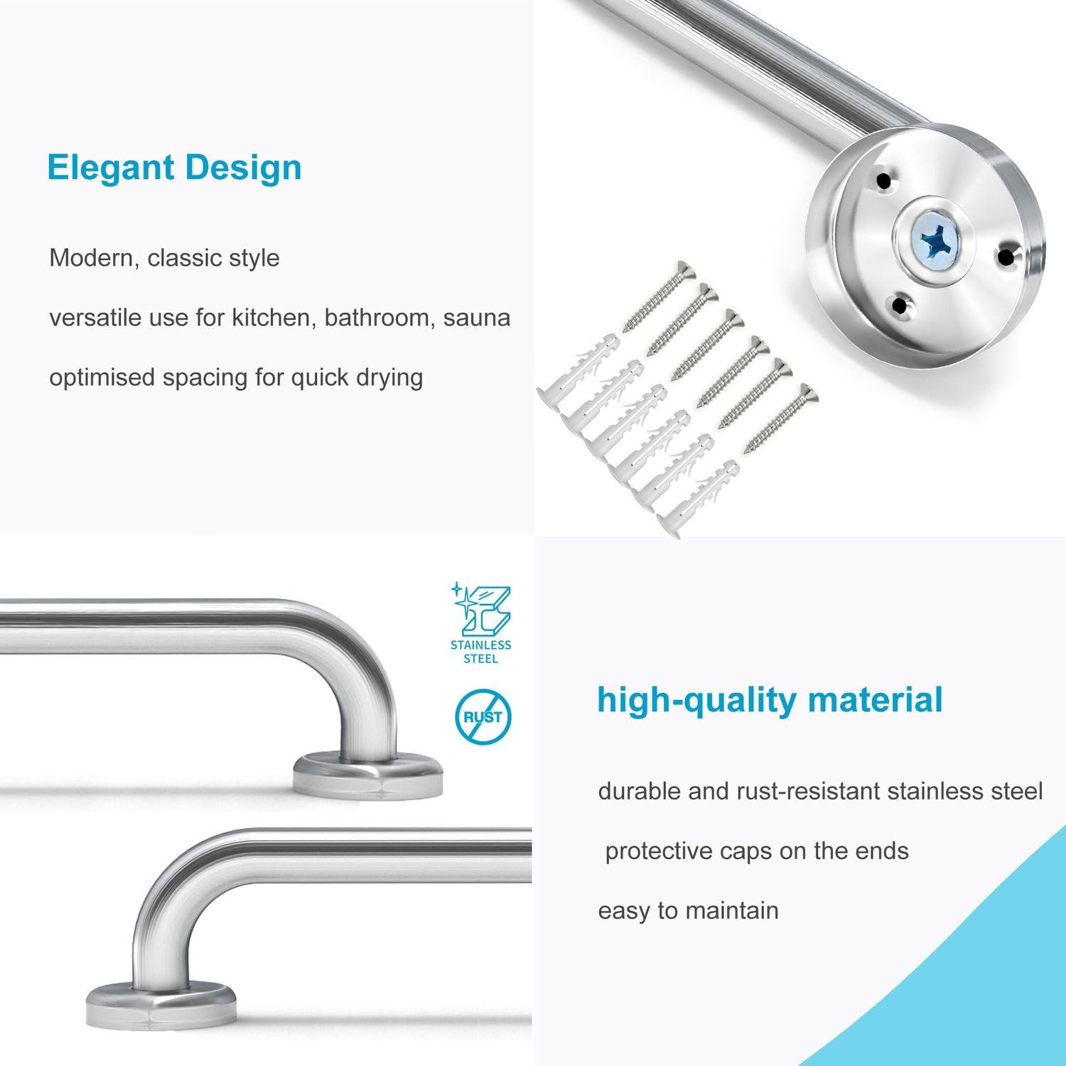Expandable Towel Rack 43-75cm Stainless Steel No Drilling Towel Rack Wall Shelf Suitable For Bathroom Kitchen Towel Rack Silver 3 Layers - View #7
