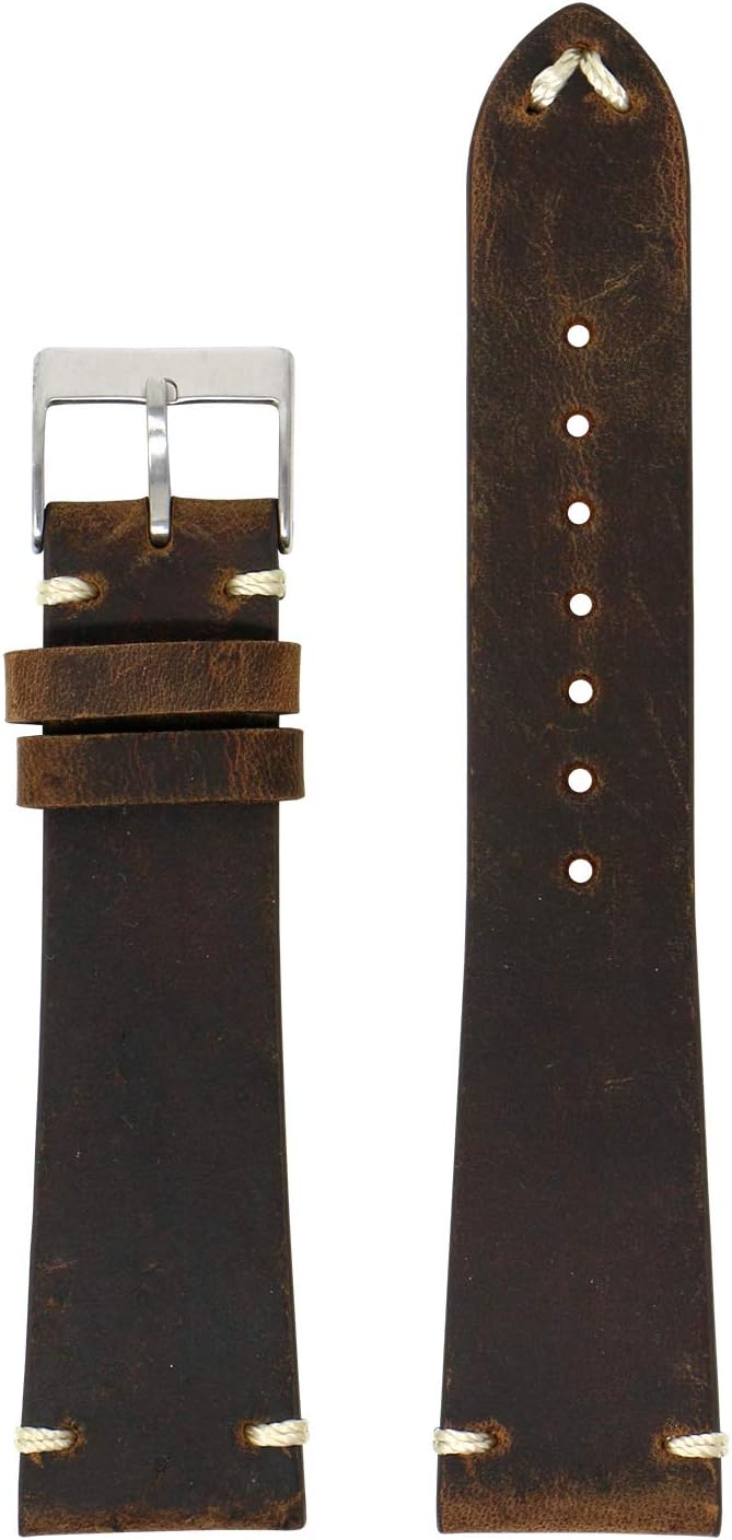 DASSARI Vintage Distressed Leather Quick Release Watch Band Strap - Choose Your Color - 18mm 19mm 20mm 21mm 22mm