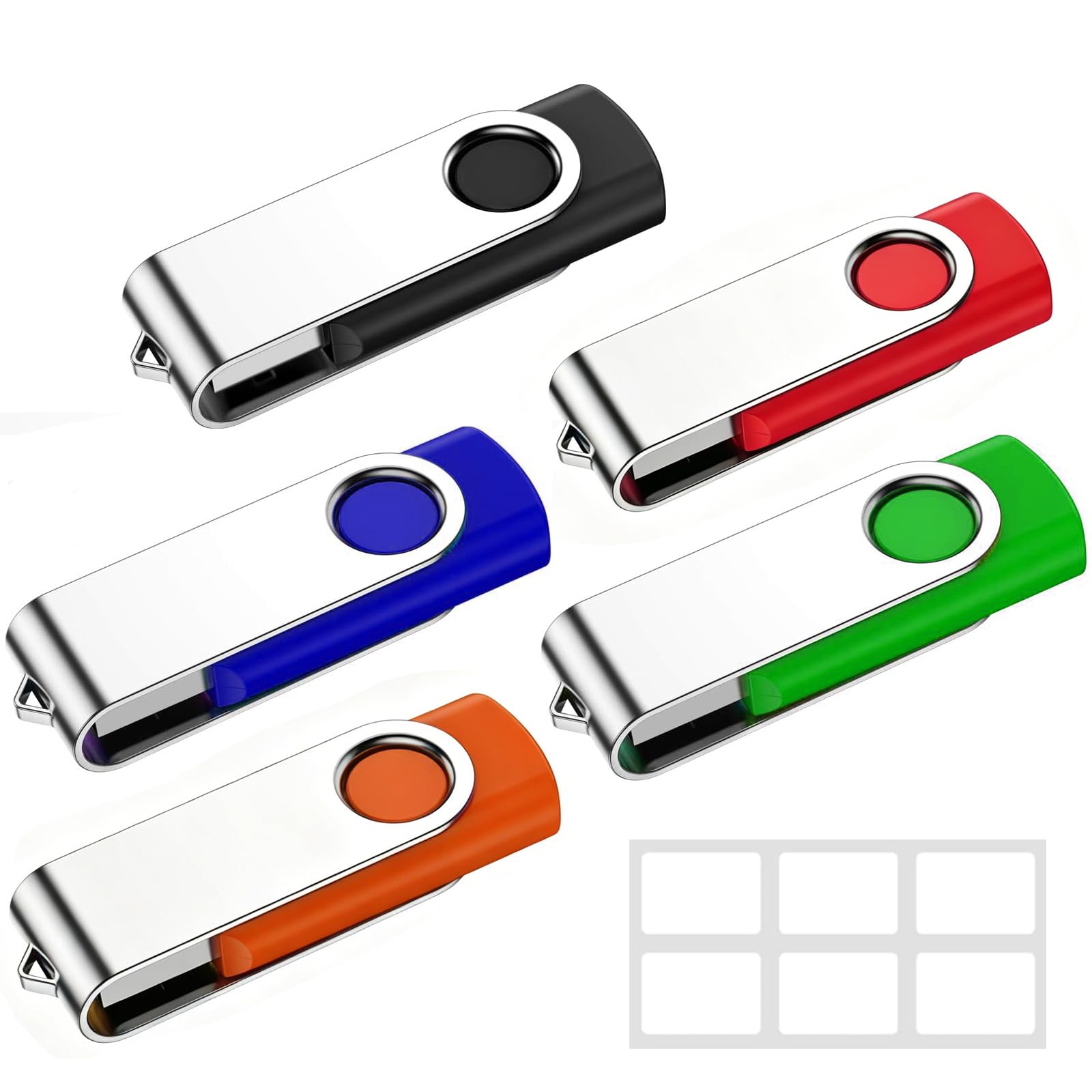 Pamięć USB 64 GB 5 sztuk pendrive 64 GB WISEORANGE Obrotowy USB 2.0 pamięć USB do komputera, laptopa, telewizora ze światłem LED (5 kolorów)