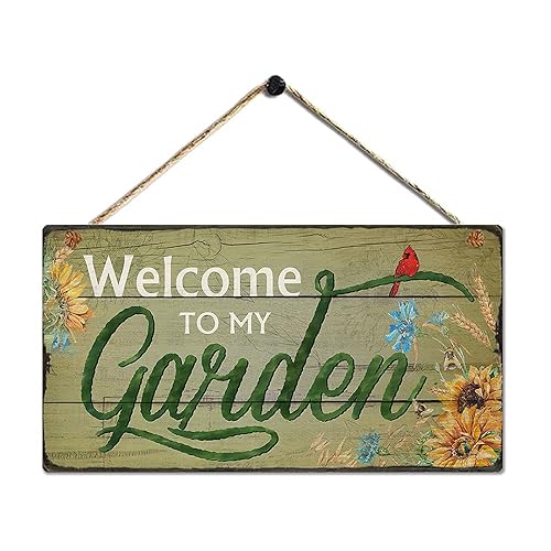 Rustic Garden Signs Vintage Welcome to My Garden Hanging Plaque
