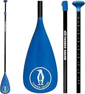 Tuxedo Sailor Double/Single SUP Paddle - 3 Piece Adjustable Stand Up Paddle Board Paddle - Lightweight & Floating Paddle Board Oar - Durable and Packable, Reinforced Nylon Blades - Efficient Stroke…