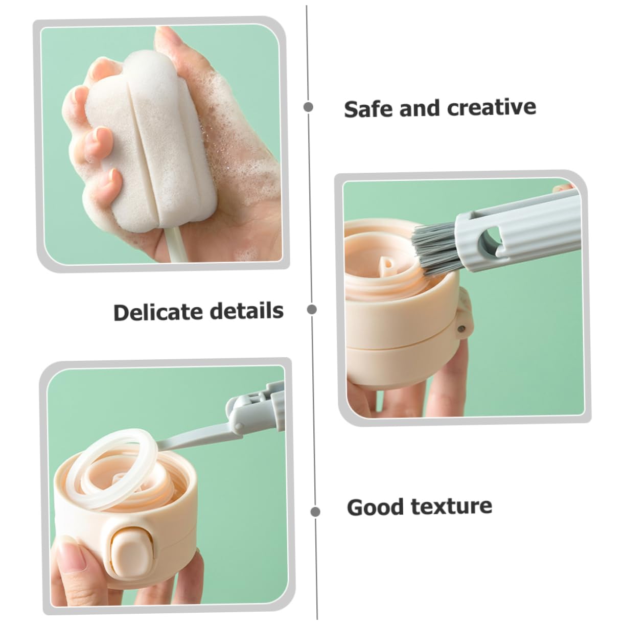 IWOWHERO Ergonomic Bottle Brush Extended Handle Non-damaging for Smooth Bottle Cleaning