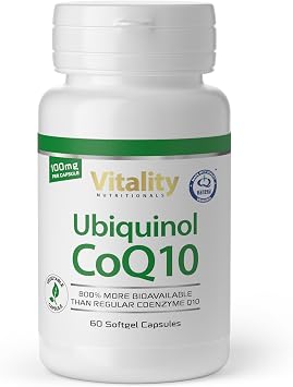 Q10 Kapseln Hochdosiert Ubiquinol CoQ10 100mg aktive Form Höchste Bioverfügbarkeit Premium Coenzym Q10 Hochdosiert 60 Kapseln Vitality Nutritionals by Vitaminexpress