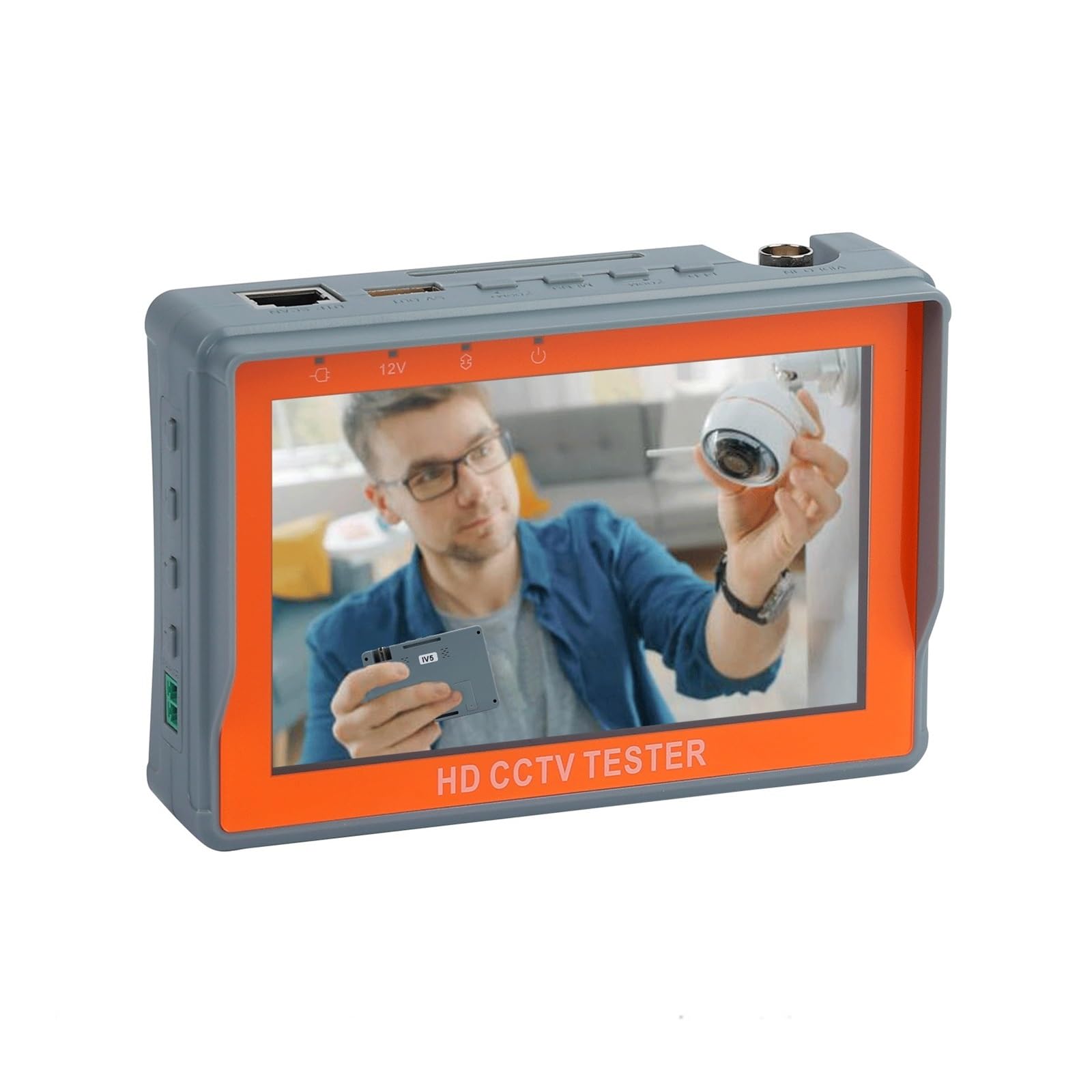 CCTV Tester IV5 8MP 12V1A AHD TVI CVI 5'' Monitor Security PTZ Support PAL/NTSC Video Signal CVBS Testing Portable CCTV Tester Network Test