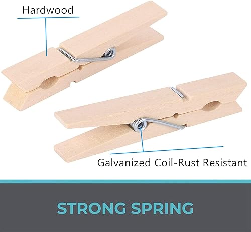 Miniatura 4 de 100 pinzas de madera para ropa de 3 pulgadas, clips de madera resistentes para colgar ropa, fotos al aire libre