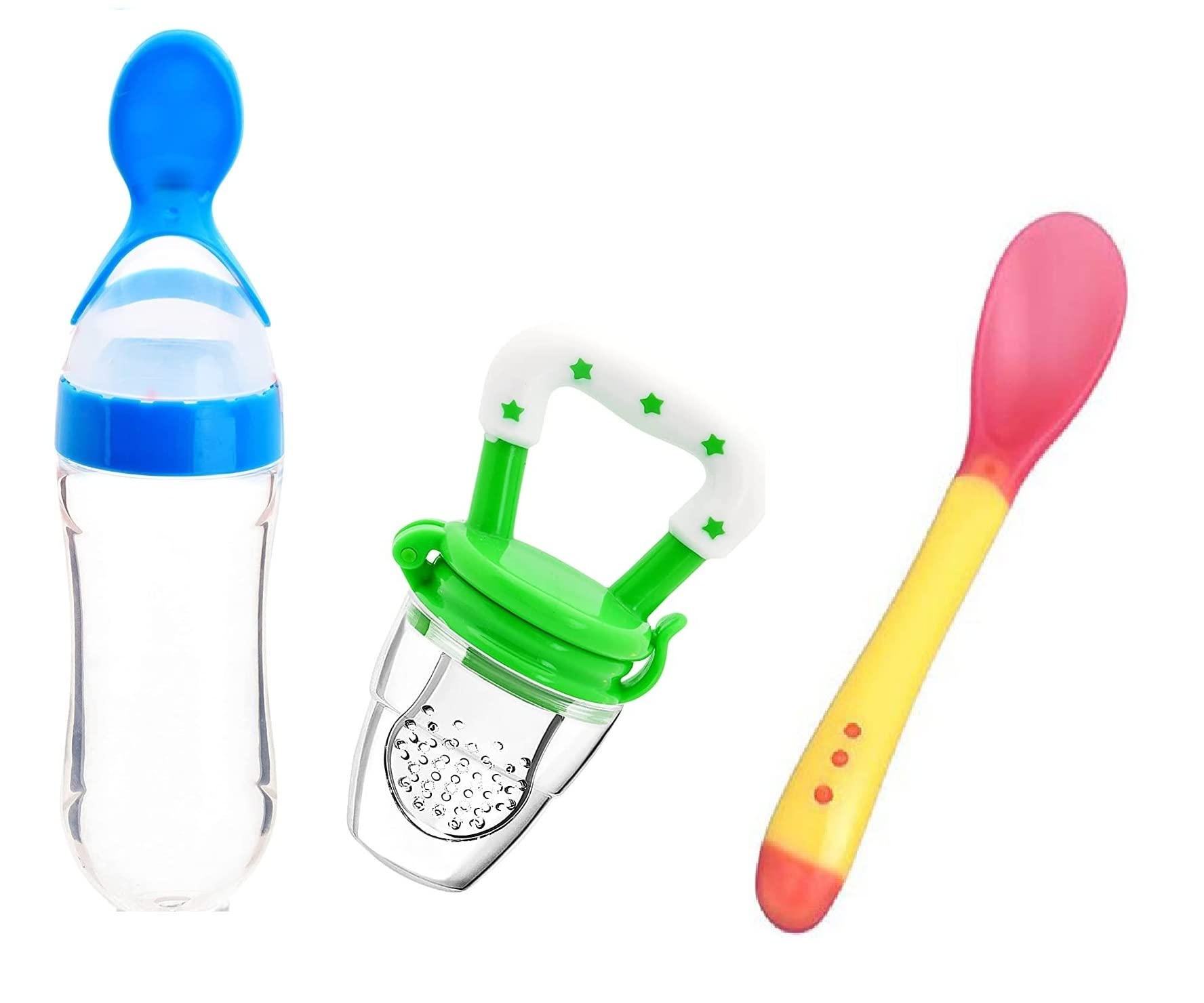 Manan Shopee Baby Feeding Set All in One 1- Baby Food Fruit Nibbler 1- Baby Food Feeder 1- Baby Heat Sensor Feeding Spoon (Multicolor29)-image-16
