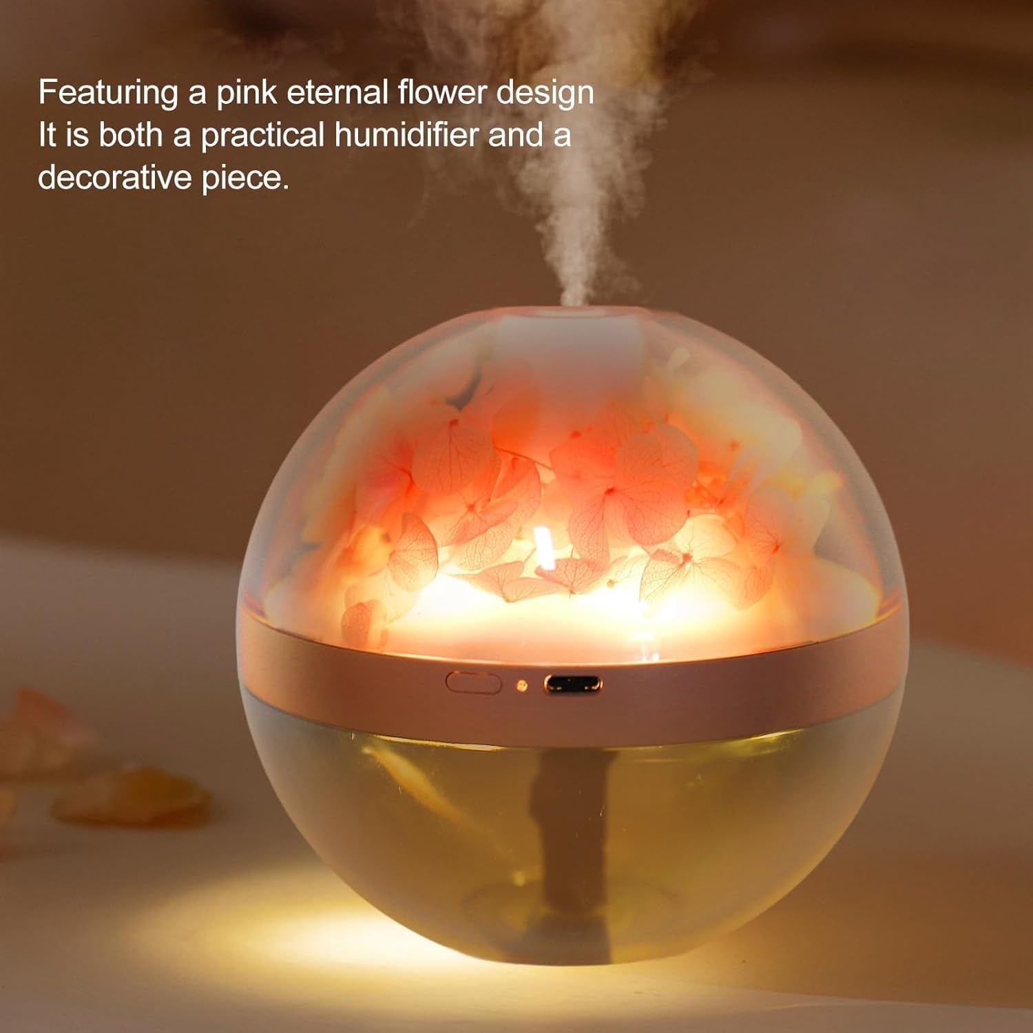 per Uso Domestico Mini diffusore di Oli Essenziali a LED con umidificatore di aromi Fiore eterno Rosa Umidificatore Mini diffusore di Oli Essenziali a LED, 270 ml