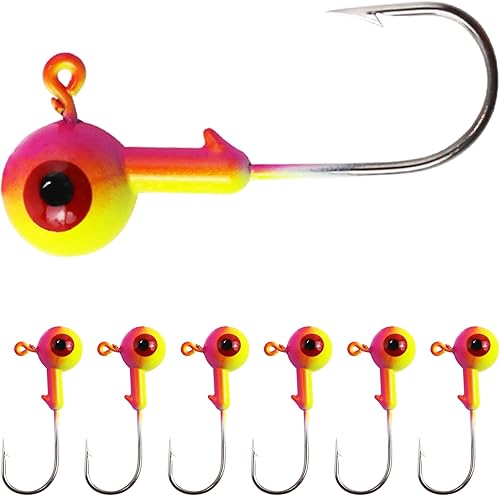 Miniatura 8 de MAFIMOEA 10-20pcs Unpainted Round Head Jig Fishing Hooks Underspin Jig Heads 18OZ 316OZ 14OZ Walleye Jigs for Bass Trout Crappie Fishing Jig