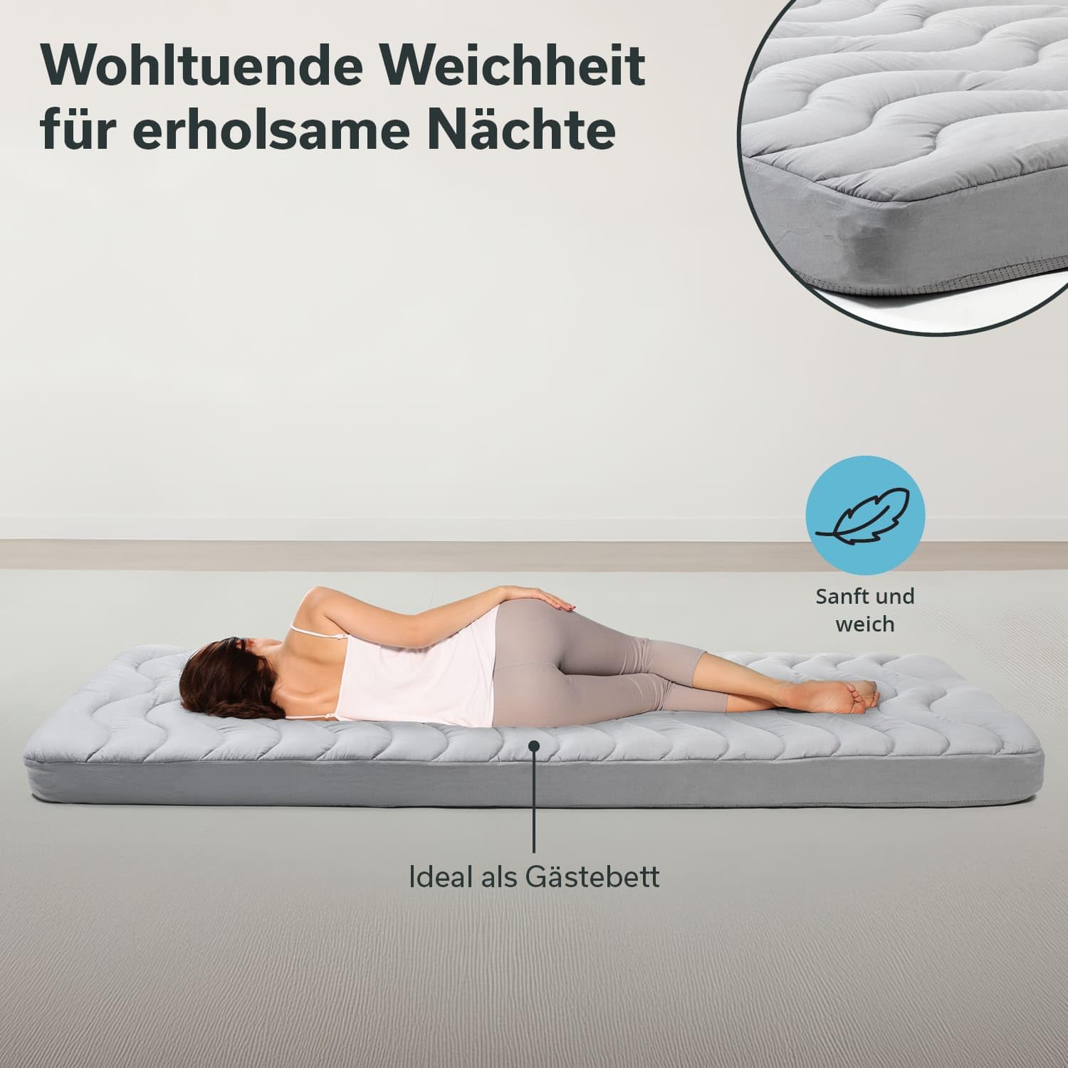 Skandika Pokrowiec na karimatę Easy 3D Premium Flex, nakładka na materac, 200 x 85 x 12 cm, wypełnienie poliestrowe, miękka, oddychająca, nadaje się do prania, z zamkiem błyskawicznym, nakładka na